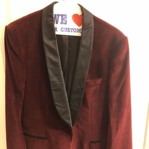Hugo Boss Tuxedo Lapel Velvet Burgundy Blazer